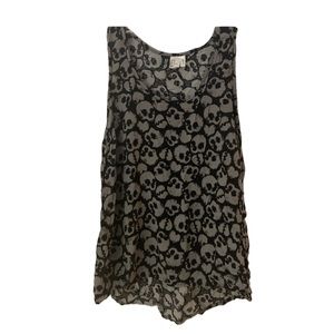 H&M Black & Grey Tank Top With Skulls & Hearts